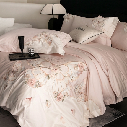 （总）馨蕊家居 2024秋冬新品100S高奢简约长绒棉纯棉四件套系列全棉四件套-梦幻