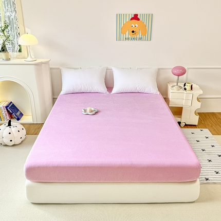 觅妮家纺 2025新款全消光200g保暖牛奶绒纯色简约款床笠 芭比粉