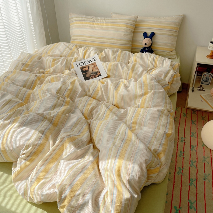 91家纺网 家纺一手货源 找家纺 繁花家居 2024新款亲肤混搭印花四件套系列（提供买家秀） 茶绿黄