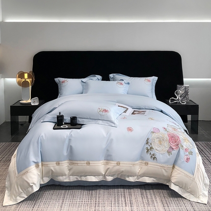 91家纺网 家纺一手货源 找家纺 （总）金喜 2025新款纯棉喷气全工艺四件套重工刺绣全棉精美四件套