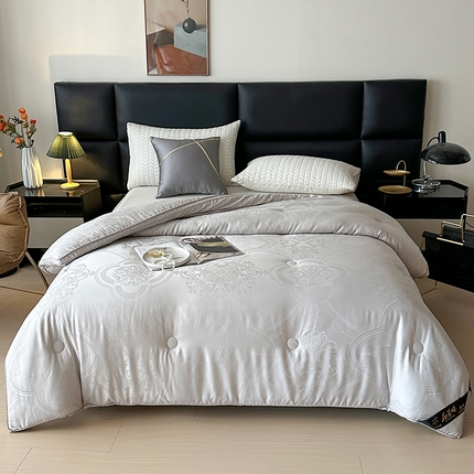 91家纺网 家纺一手货源 找家纺 欧夏被业 2024新款立体全棉大提花黑金被石墨烯被子春秋被芯冬被直播供货