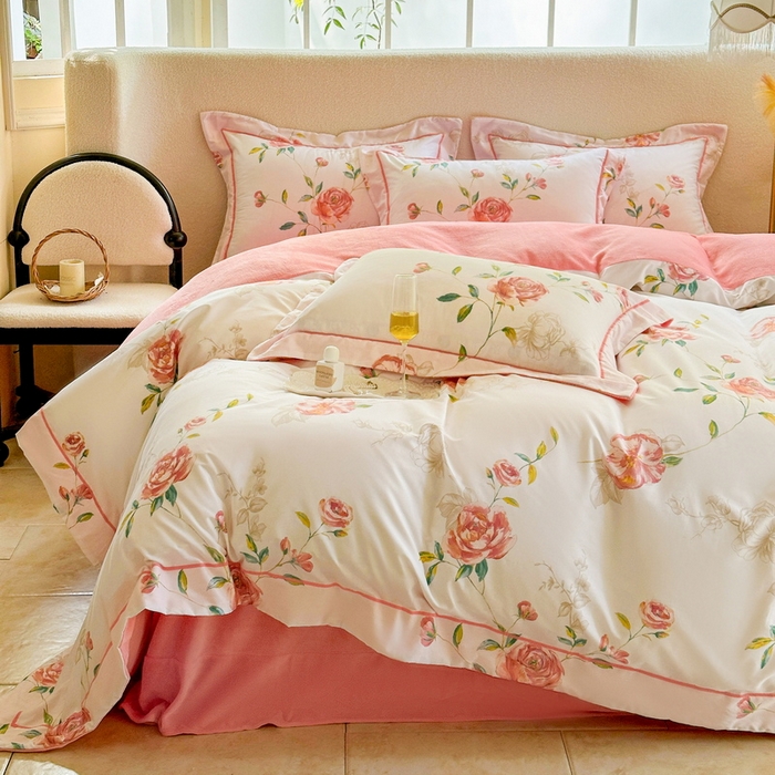 91家纺网 家纺一手货源 找家纺 7V 2024新款单件被套A纯棉B牛奶绒轻奢大宽边一字绣A类133*76全棉喷气宽幅长绒棉高克重全工艺牛奶绒 依梦