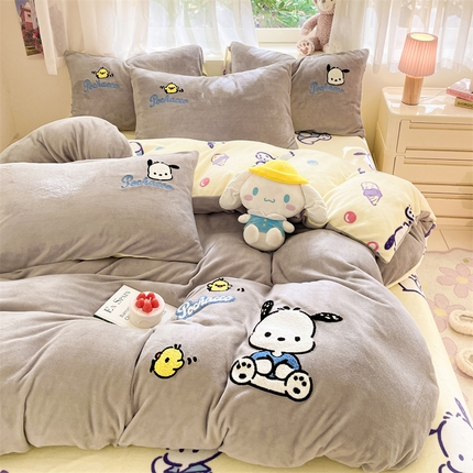 91家纺网 家纺一手货源 找家纺 （总）星座家纺 2025新款三丽鸥毛巾绣牛奶绒四件套