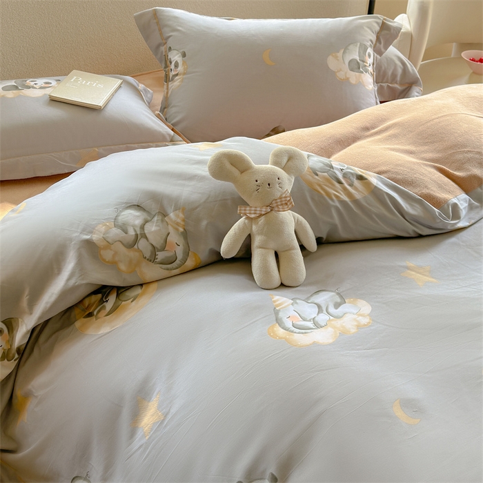 91家纺网 家纺一手货源 找家纺 7V 2025新款A纯棉B牛奶绒轻奢大宽边一字绣四件套A类133*76全棉喷气宽幅长绒棉高克重全工艺牛奶绒 梦天使