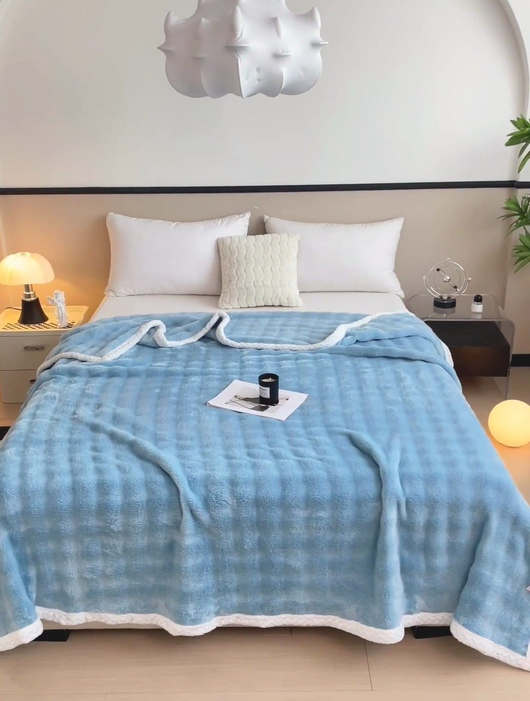 91家纺网 家纺一手货源 找家纺 （总）金喜 2024新款亲肤舒适纯色兔毛绒毯多用途毛毯办公室午睡毯家用毛毯被 