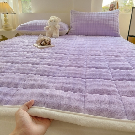 卡伦家纺 2025新款兔毛绒高克重保暖床垫床褥 清雅紫