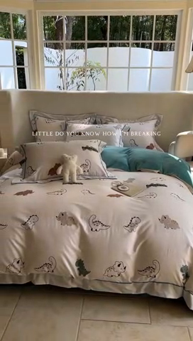 91家纺网 家纺一手货源 找家纺 7V 2024新款单件被套A纯棉B牛奶绒轻奢大宽边一字绣A类133*76全棉喷气宽幅长绒棉高克重全工艺牛奶绒 侏罗纪