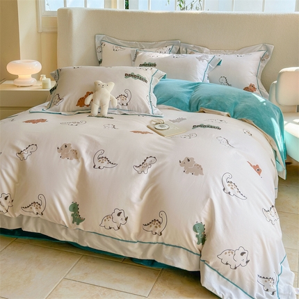 91家纺网 家纺一手货源 找家纺 （总）7V 2025新款A纯棉B牛奶绒轻奢大宽边一字绣四件套A类133*76全棉喷气宽幅长绒棉高克重全工艺牛奶绒