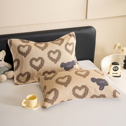 91家纺网 家纺一手货源 找家纺 棠薇家纺 四层纯棉枕巾一对装全棉水洗纱布枕巾2025新款枕头巾男女士防头油枕头垫巾 桃心象