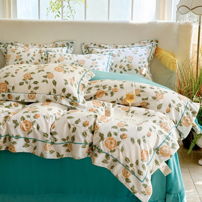 91家纺网 家纺一手货源 找家纺 7V 2024新款单件被套A纯棉B牛奶绒轻奢大宽边一字绣A类133*76全棉喷气宽幅长绒棉高克重全工艺牛奶绒 静初