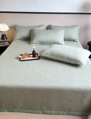 91家纺网 家纺一手货源 找家纺 羽爱家纺 2024新款A类莫代尔宝宝绒床盖三件套 艾绿