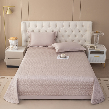 91家纺网 家纺一手货源 找家纺 金喜 2024新款100支全棉床盖三件套系列 粉灰