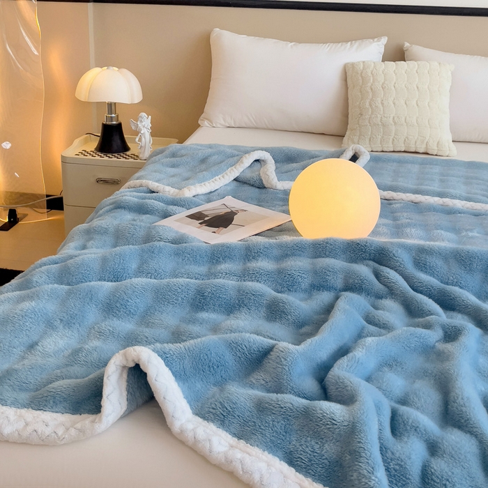 91家纺网 家纺一手货源 找家纺 （总）金喜 2024新款亲肤舒适纯色兔毛绒毯多用途毛毯办公室午睡毯家用毛毯被 