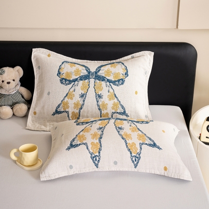 91家纺网 家纺一手货源 找家纺 棠薇家纺 四层纯棉枕巾一对装全棉水洗纱布枕巾2025新款枕头巾男女士防头油枕头垫巾 情人结