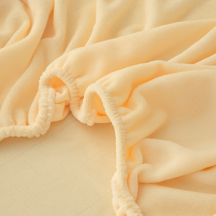 91家纺网 家纺一手货源 找家纺 棉乐町家居 2025新款舒适纯色牛奶绒床笠 婴儿黄