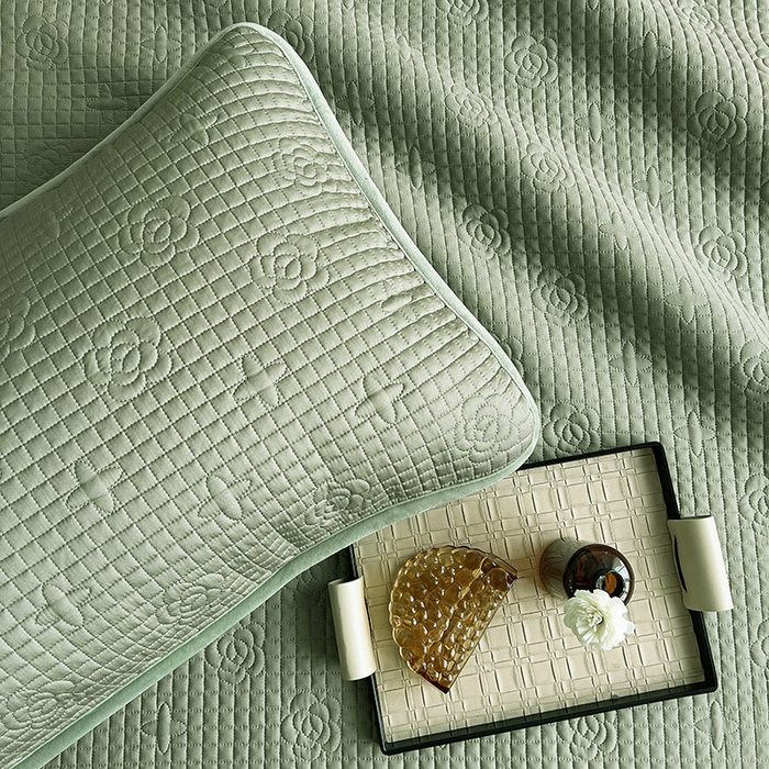 91家纺网 家纺一手货源 找家纺 羽爱家纺 2024新款A类莫代尔宝宝绒床盖三件套 艾绿