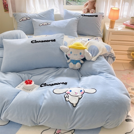 91家纺网 家纺一手货源 找家纺 （总）星座家纺 2025新款三丽鸥毛巾绣牛奶绒四件套