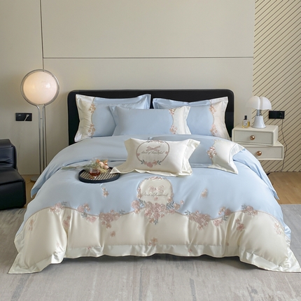 91家纺网 家纺一手货源 找家纺 （总）金喜 2025新款全棉喷气全工艺四件套重工刺绣纯棉精美四件套莫丽卡系列