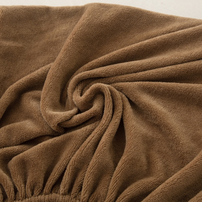 91家纺网 家纺一手货源 找家纺 首爱家纺 2025新款舒适纯色牛奶绒床笠 碳咖色