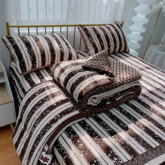 91家纺网 家纺一手货源 找家纺 暖居 2024新款牛奶绒豆豆被床盖四件套 印象