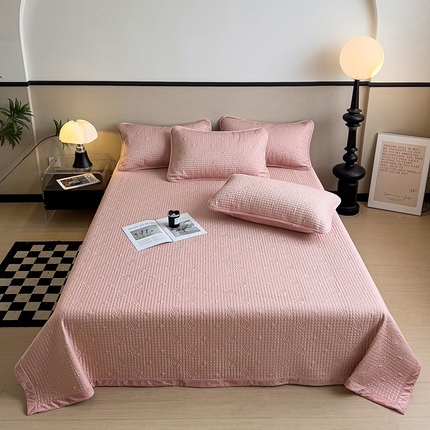羽爱家纺 2024新款A类莫代尔宝宝绒床盖三件套 粉玉