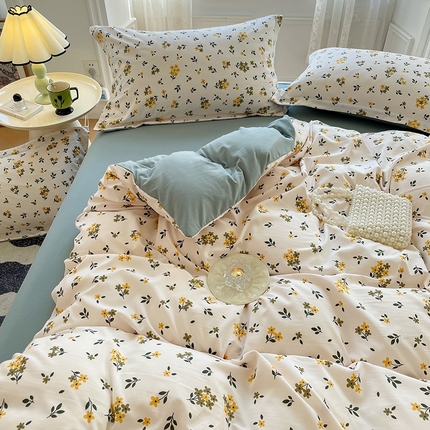 91家纺网 家纺一手货源 找家纺 （总）yyds网供 2024新款小清新四件套田园风法式花卉三件套非全棉纯棉小碎花INS风