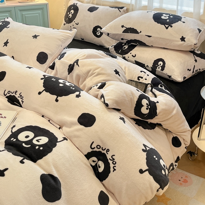 91家纺网 家纺一手货源 找家纺 （总）海岛哥哥 2025新款ins风小清新印花牛奶绒四件套