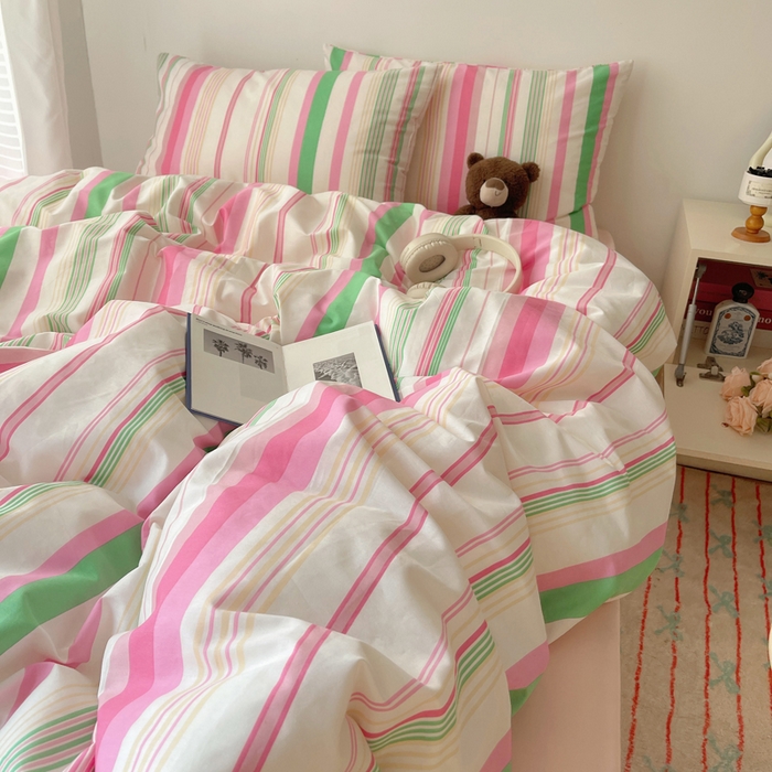 91家纺网 家纺一手货源 找家纺 繁花家居 2024新款亲肤混搭印花四件套系列（提供买家秀） 彩色心情