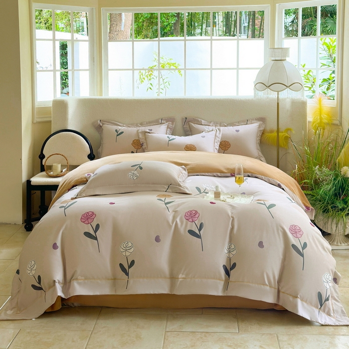 91家纺网 家纺一手货源 找家纺 7V 2024新款单件被套A纯棉B牛奶绒轻奢大宽边一字绣A类133*76全棉喷气宽幅长绒棉高克重全工艺牛奶绒 卉雅