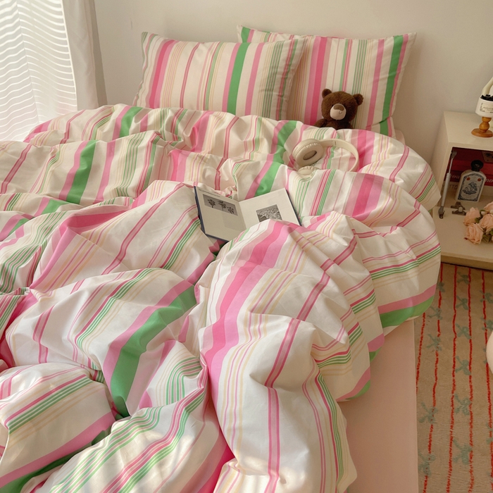 91家纺网 家纺一手货源 找家纺 繁花家居 2024新款亲肤混搭印花四件套系列（提供买家秀） 彩色心情