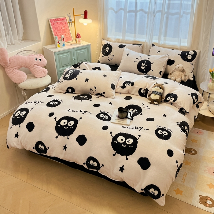 91家纺网 家纺一手货源 找家纺 （总）海岛哥哥 2025新款ins风小清新印花牛奶绒四件套