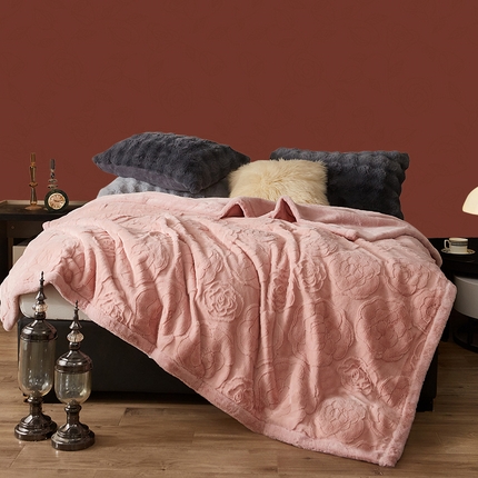 91家纺网 家纺一手货源 找家纺 （总） 2025新款结婚用加厚仿貂毛毯保暖皮草毯双层秋冬季拉舍尔毯双人盖毯