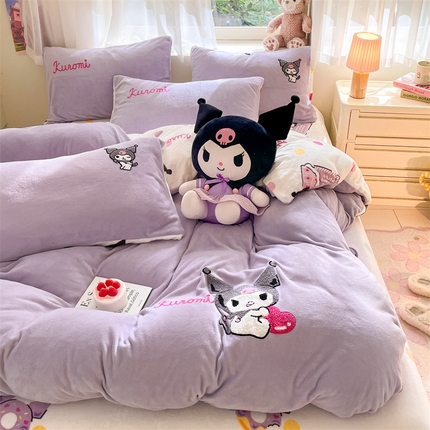 91家纺网 家纺一手货源 找家纺 （总）星座家纺 2025新款三丽鸥毛巾绣牛奶绒四件套