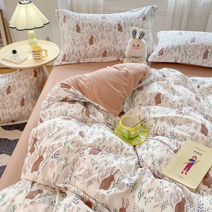 91家纺网 家纺一手货源 找家纺 （总）yyds网供 2024新款小清新四件套田园风法式花卉三件套非全棉纯棉小碎花INS风