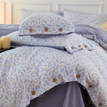 91家纺网 家纺一手货源 找家纺 （总）yyds网供 2024新款小碎花纽扣款田园风四件套非全棉纯棉日式水洗棉三件套花卉