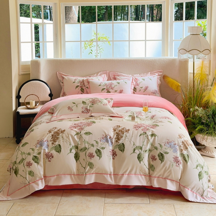 91家纺网 家纺一手货源 找家纺 7V 2024新款单件被套A纯棉B牛奶绒轻奢大宽边一字绣A类133*76全棉喷气宽幅长绒棉高克重全工艺牛奶绒 南枝-粉