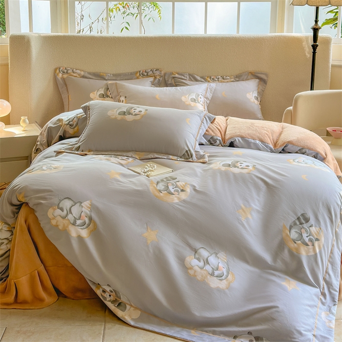 91家纺网 家纺一手货源 找家纺 7V 2025新款A纯棉B牛奶绒轻奢大宽边一字绣四件套A类133*76全棉喷气宽幅长绒棉高克重全工艺牛奶绒 梦天使