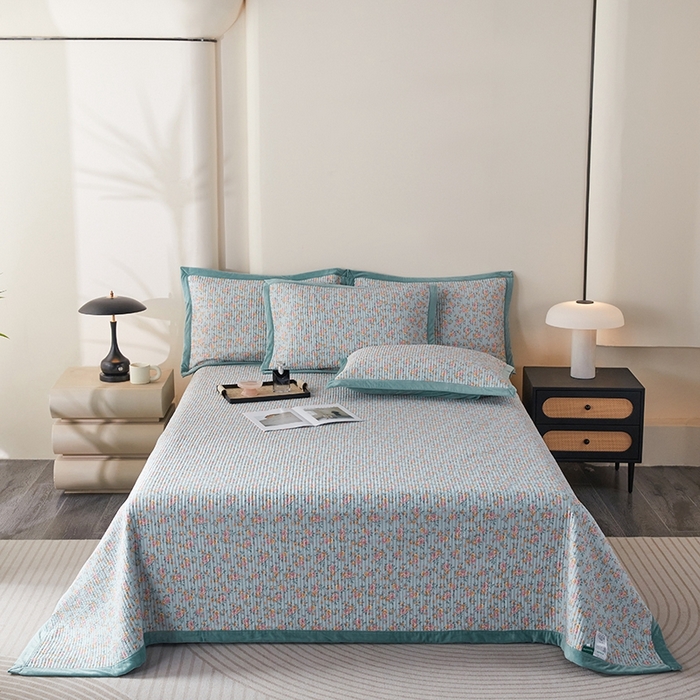 91家纺网 家纺一手货源 找家纺 莎果家纺 2025秋冬一面天丝一面绒高温砂洗床盖三件套 香悦