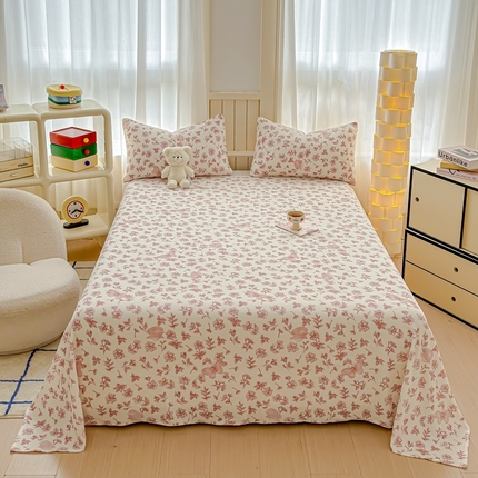 91家纺网 家纺一手货源 找家纺 金丝鸟家纺 2024新款200g牛奶绒单床单系列 飞花粉