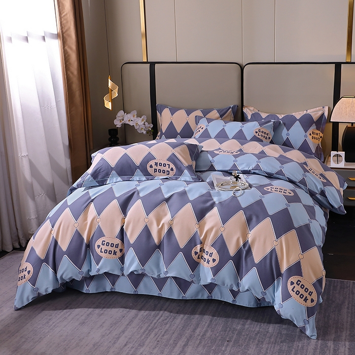 91家纺网 家纺一手货源 找家纺 贝兰仙奴 2024新款利兹系列磨毛多规格四件套棱镜