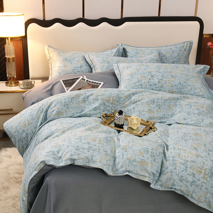 91家纺网 家纺一手货源 找家纺 金纱玉纺 2024新款全棉印花加厚磨毛四件套 米莱-兰