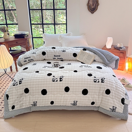 优迈 2024新款兔兔绒豆豆被冬被子被芯 团团圆圆