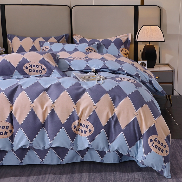 91家纺网 家纺一手货源 找家纺 贝兰仙奴 2024新款利兹系列磨毛多规格四件套棱镜