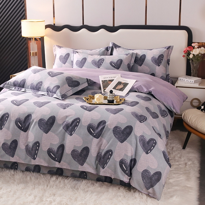 91家纺网 家纺一手货源 找家纺 金纱玉纺 2024新款加厚磨毛四件套 心之悦动