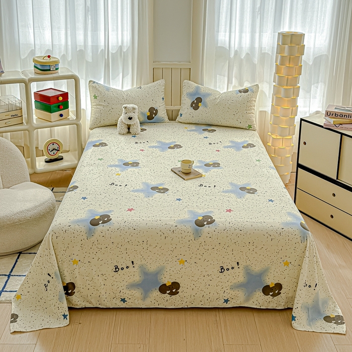 91家纺网 家纺一手货源 找家纺 金丝鸟家纺 2024新款200g牛奶绒单床单系列 蓝色小象