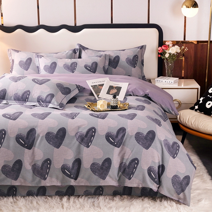 91家纺网 家纺一手货源 找家纺 金纱玉纺 2024新款加厚磨毛四件套 心之悦动