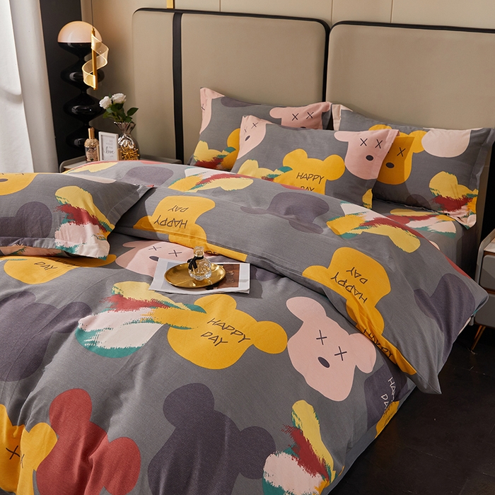 91家纺网 家纺一手货源 找家纺 贝兰仙奴 2024新款利兹系列磨毛多规格四件套魅力熊