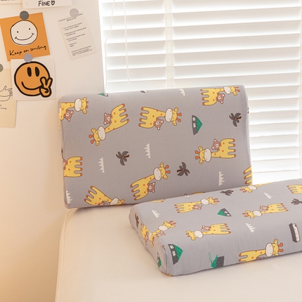 其乐枕芯 2024新款儿童卡通记忆枕枕芯枕头 长颈鹿-灰27*44/只