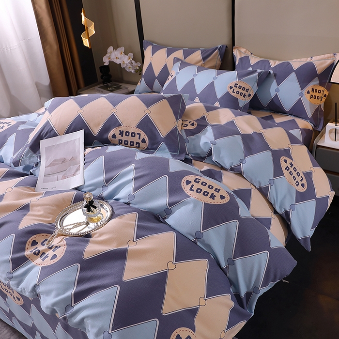 91家纺网 家纺一手货源 找家纺 贝兰仙奴 2024新款利兹系列磨毛多规格四件套棱镜