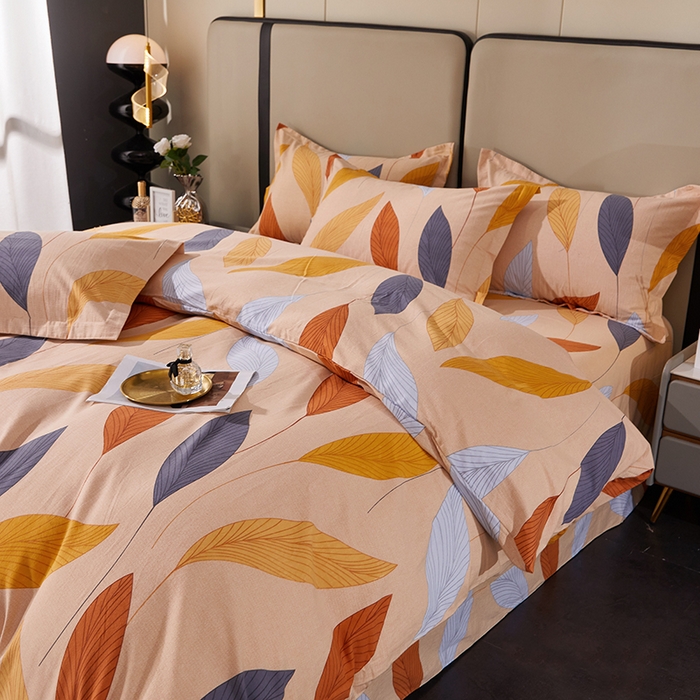 91家纺网 家纺一手货源 找家纺 贝兰仙奴 2024新款利兹系列磨毛多规格四件套花姿摇曳黄